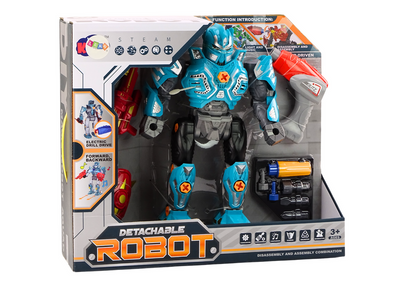 Robot desmontável com berbequim luz e som turquesa