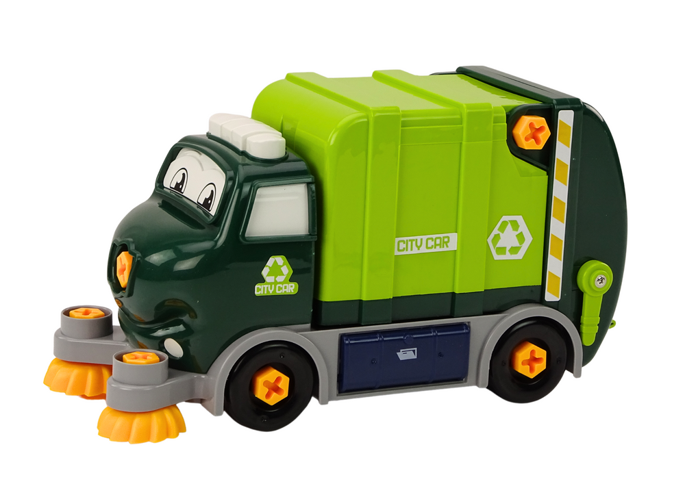 Camião do lixo cartoon desmontável DIY verde