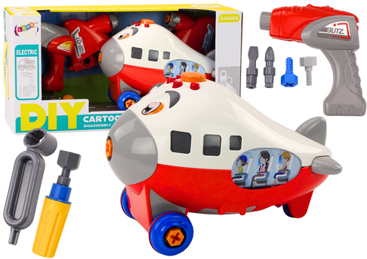 Avião cartoon desmontável asas rotativas DIY vermelho