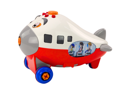 Avião cartoon desmontável asas rotativas DIY vermelho