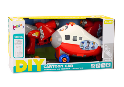 Avião cartoon desmontável asas rotativas DIY vermelho