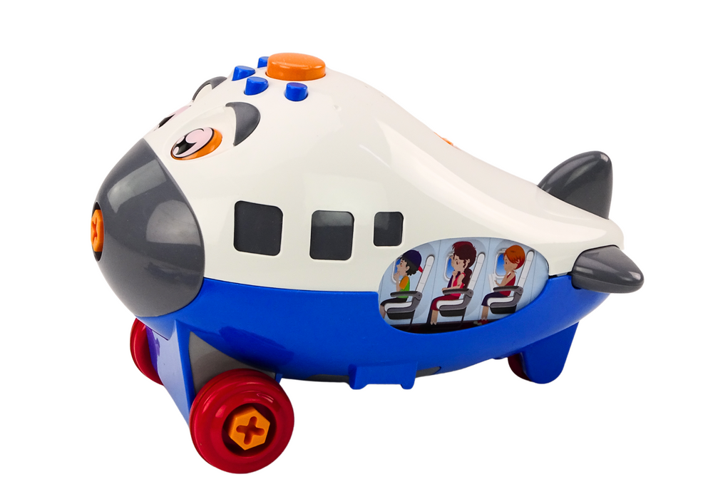 Avião cartoon desmontável asas rotativas DIY azul