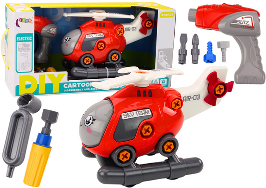 Helicóptero cartoon desmontável DIY vermelho