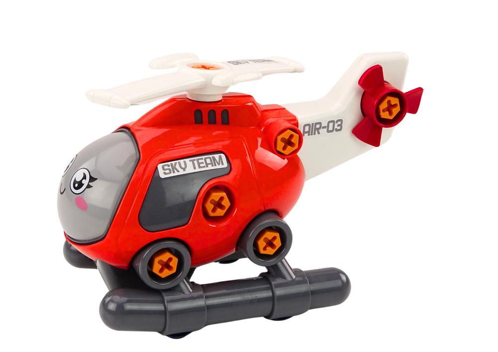 Helicóptero cartoon desmontável DIY vermelho