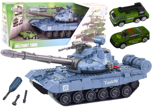 Tanque militar desmontável DIY azul com suspensão
