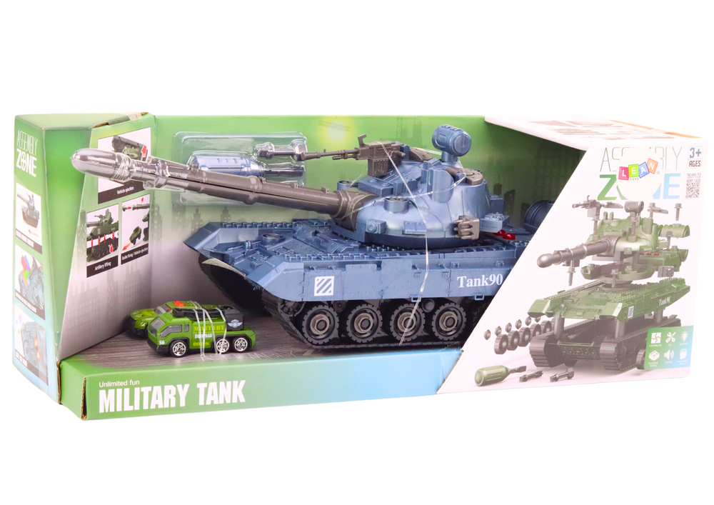 Tanque militar desmontável DIY azul com suspensão