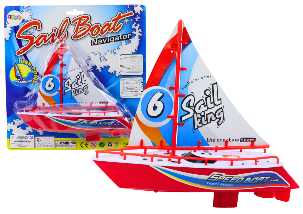 Barco flutuante a pilhas vermelho