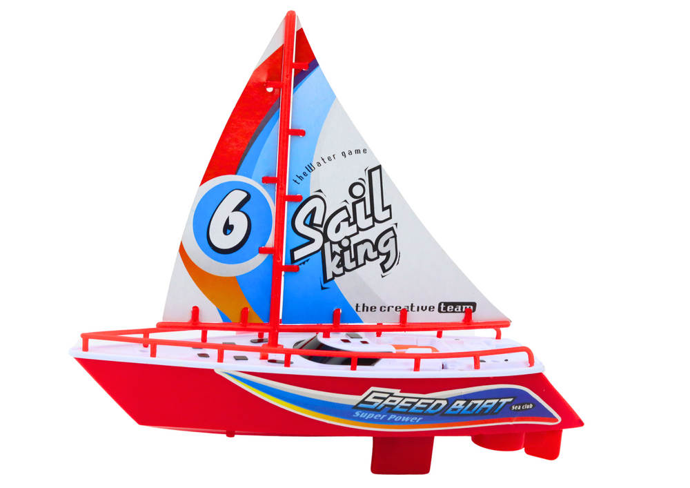 Barco flutuante a pilhas vermelho