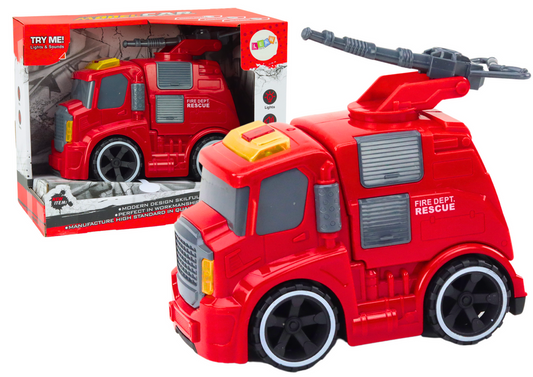 Camião bombeiros com canhão luz som vermelho