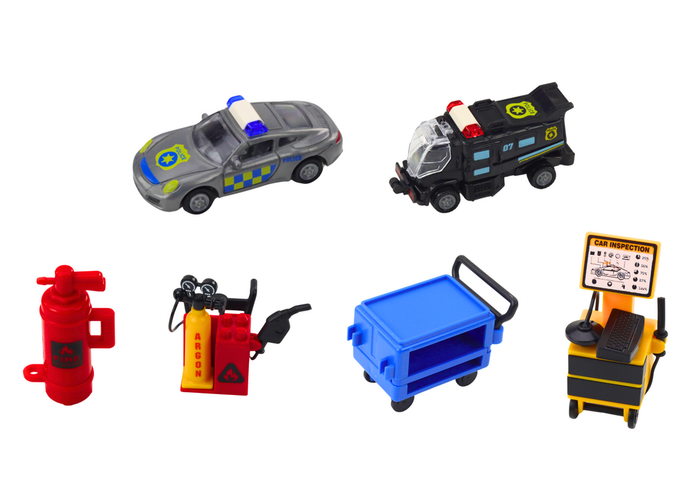 Garagem expansível com pista polícia luz e som em mala
