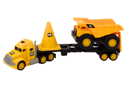 Conjunto máquinas construção camião basculante amarelo
