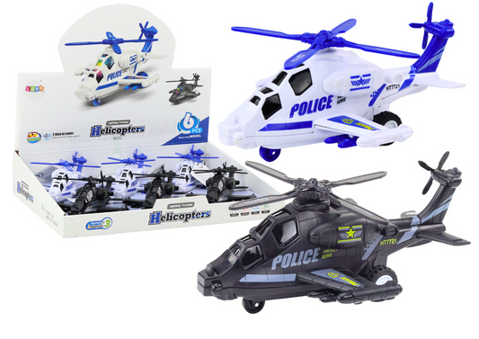 Helicóptero polícia fricção branco ou preto luz som (1 unidade)