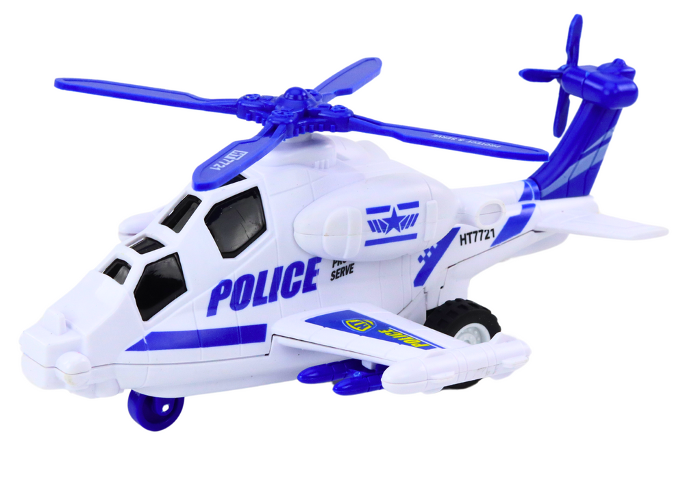 Helicóptero polícia fricção branco ou preto luz som (1 unidade)