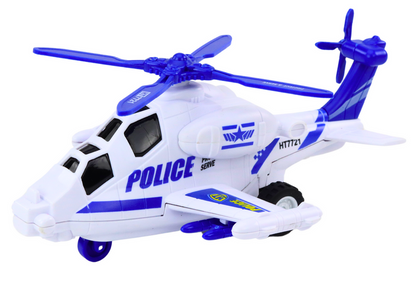 Helicóptero polícia fricção branco ou preto luz som (1 unidade)
