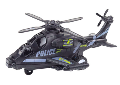 Helicóptero polícia fricção branco ou preto luz som (1 unidade)