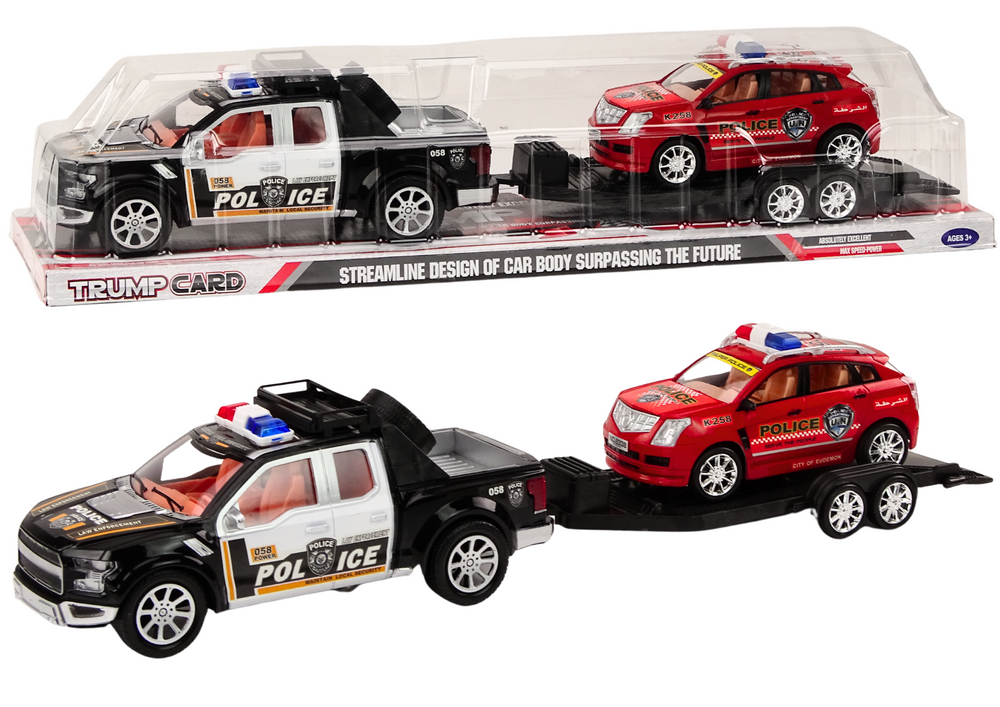 Conjunto polícia pickup todo-o-terreno reboque
