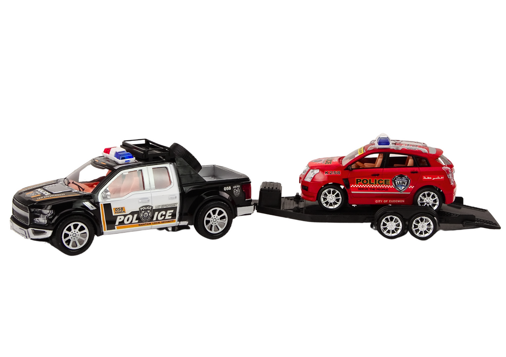 Conjunto polícia pickup todo-o-terreno reboque