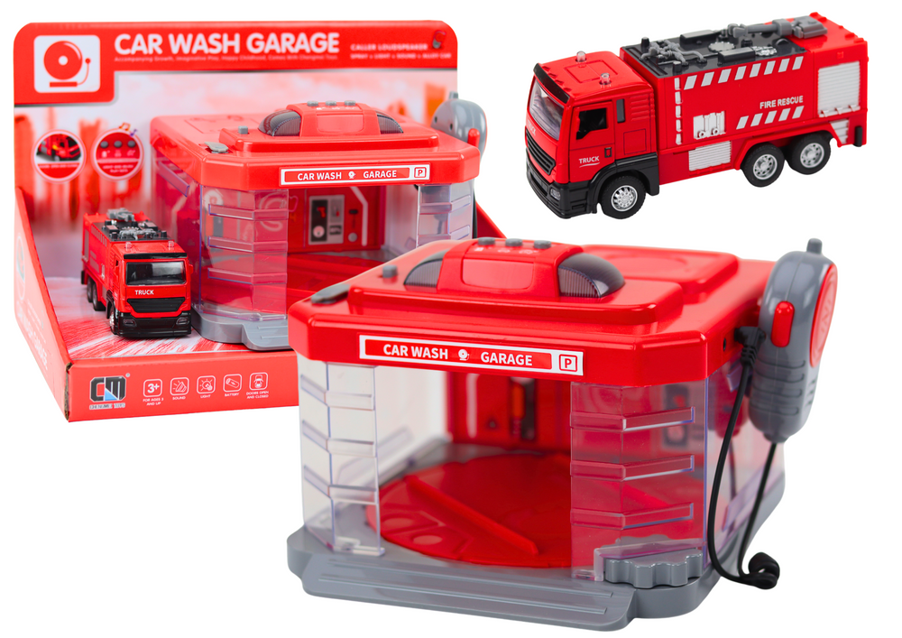 Conjunto bombeiros com walkie-talkie água luz som