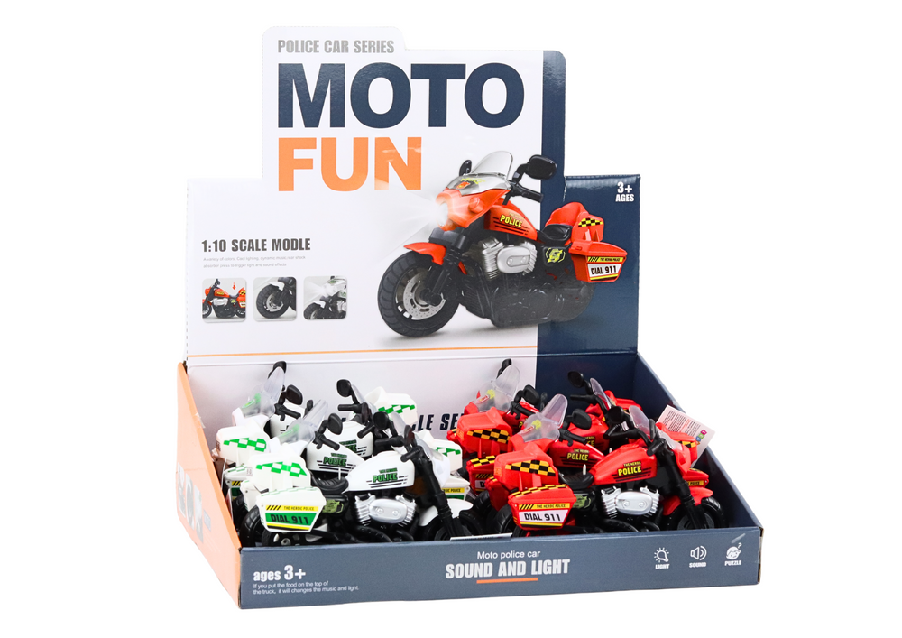 Motocicleta polícia 1:10 luz som (1 unidade, sortido)