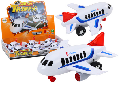 Avião passageiros luz som branco (1 unidade, sortido)