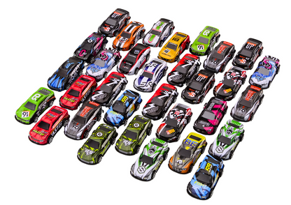 Conjunto carros em mala de metal 32 peças