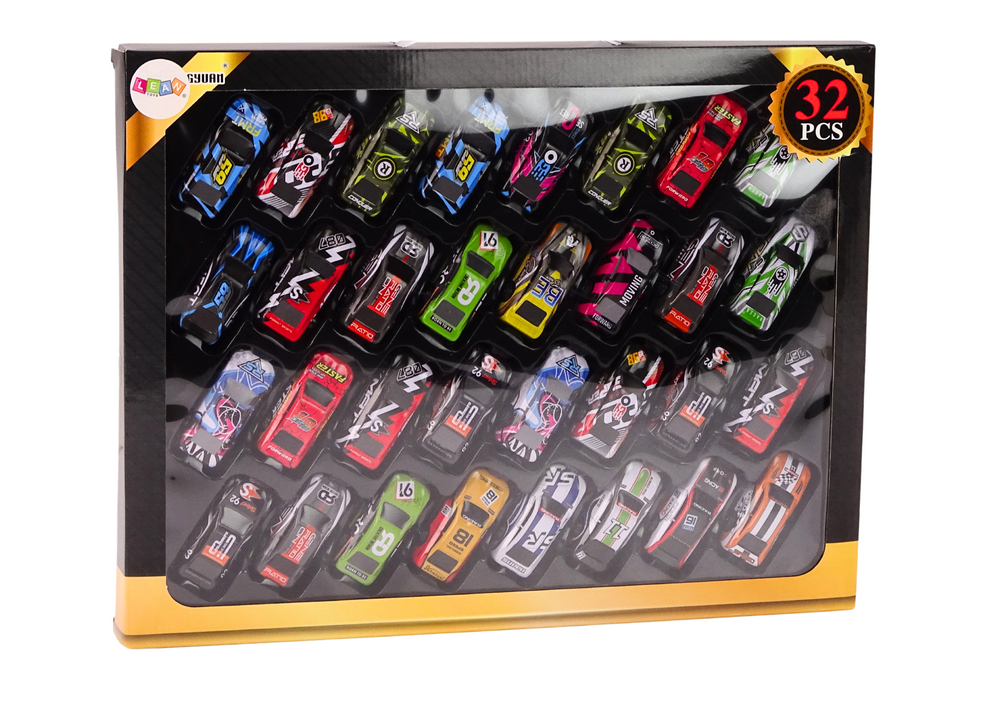 Conjunto carros em mala de metal 32 peças