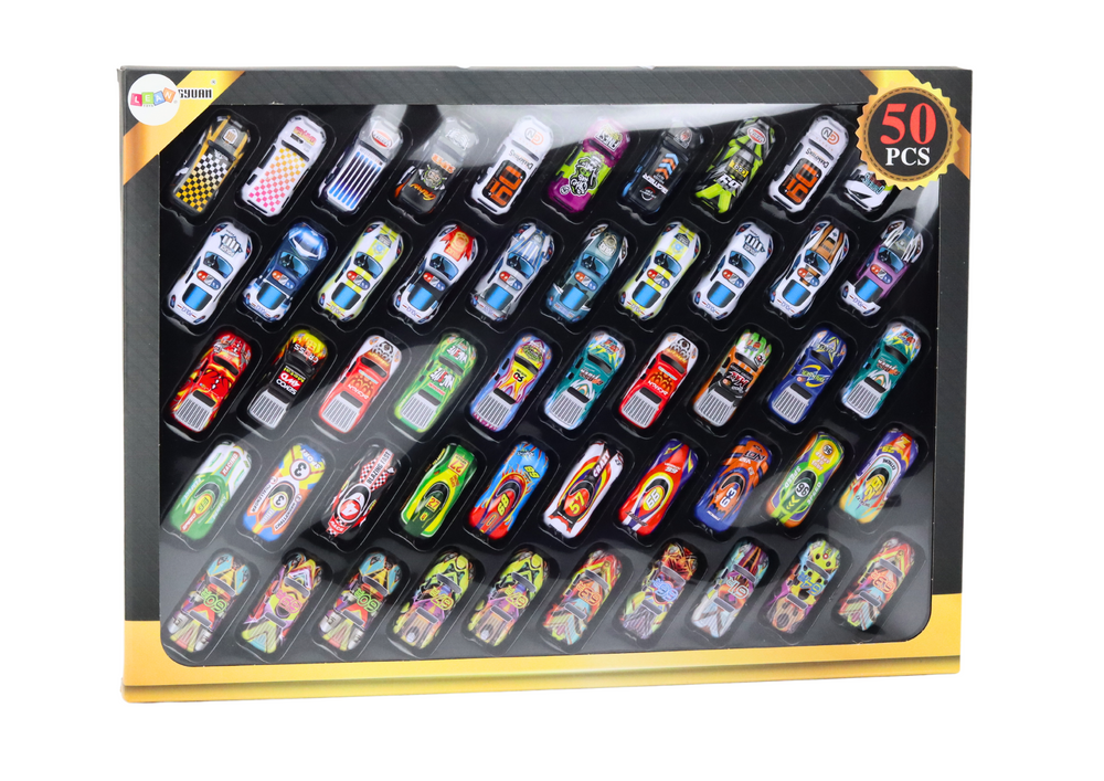 Conjunto carros em mala de metal 50 peças