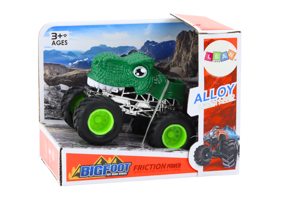 Carro dinossauro todo-o-terreno rodas grandes verde