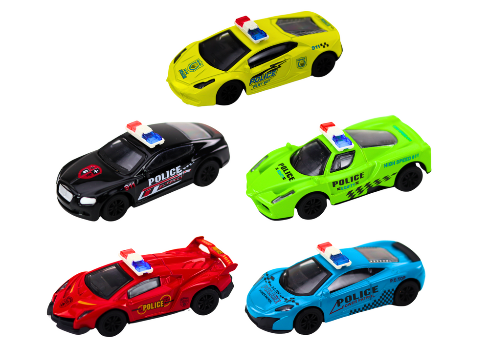 Carro polícia mola 1:43 metal rodas borracha (1 unidade, sortido)
