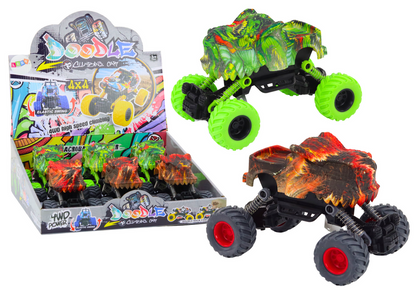 Carro dinossauro fricção todo-o-terreno vermelho ou verde (1 unidade, sortido)