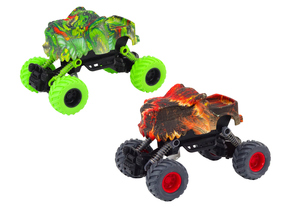 Carro dinossauro fricção todo-o-terreno vermelho ou verde (1 unidade, sortido)