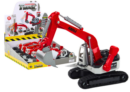 Escavadora lagartas balde metal branco e vermelho (1 unidade)
