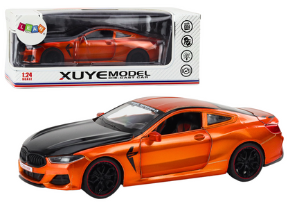 Carro desportivo metal fricção abrir portas 1:24 laranja