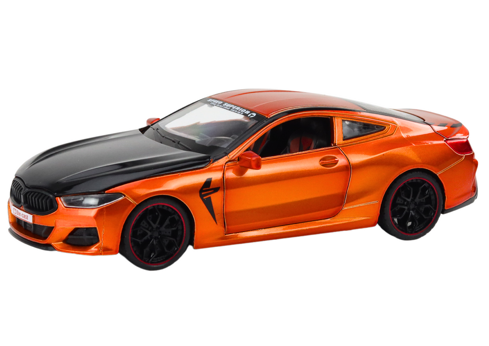 Carro desportivo metal fricção abrir portas 1:24 laranja