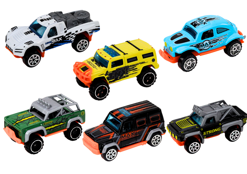 Conjunto carros metal todo-o-terreno 1:64 6 peças