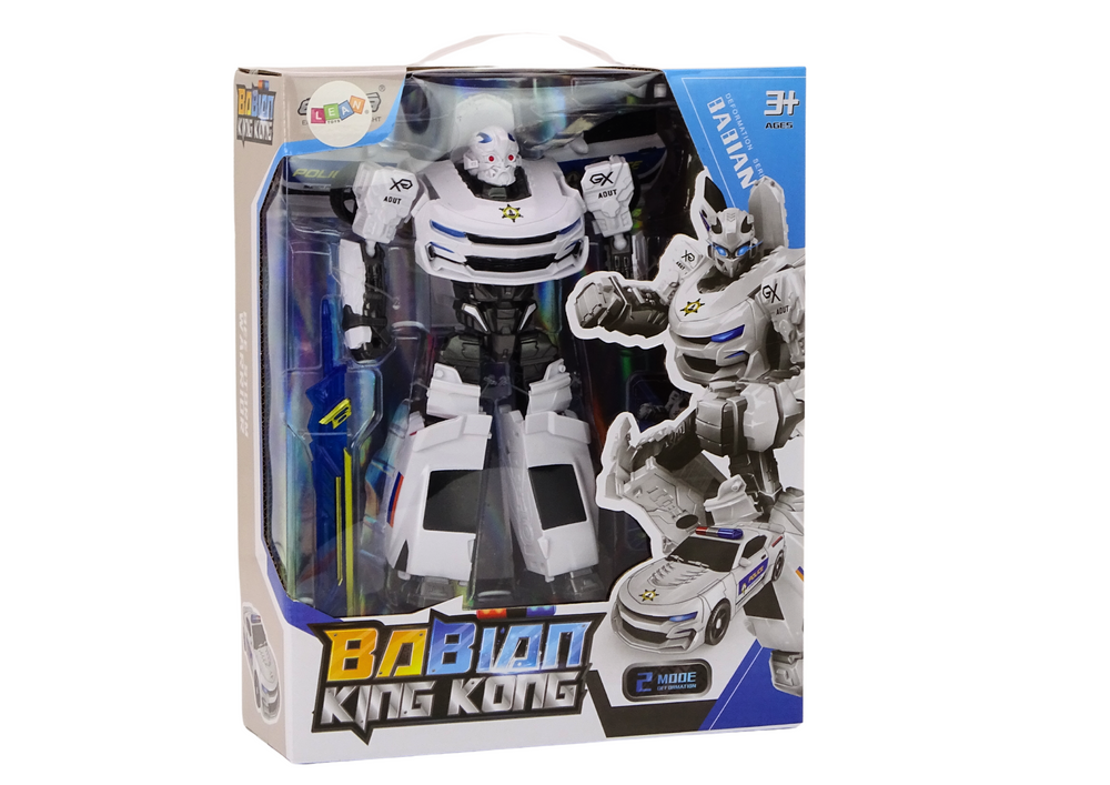 Carro robot transformação polícia branco