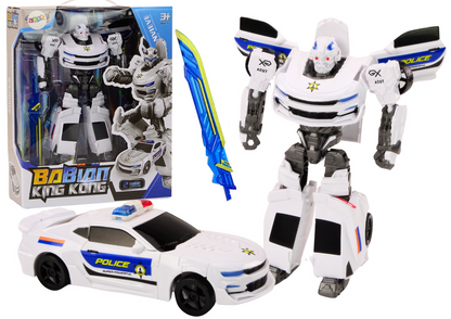 Carro robot transformação polícia branco