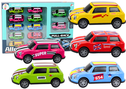 Conjunto carros mola coloridos 12 peças