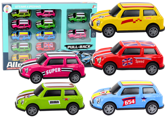 Conjunto carros mola coloridos 12 peças