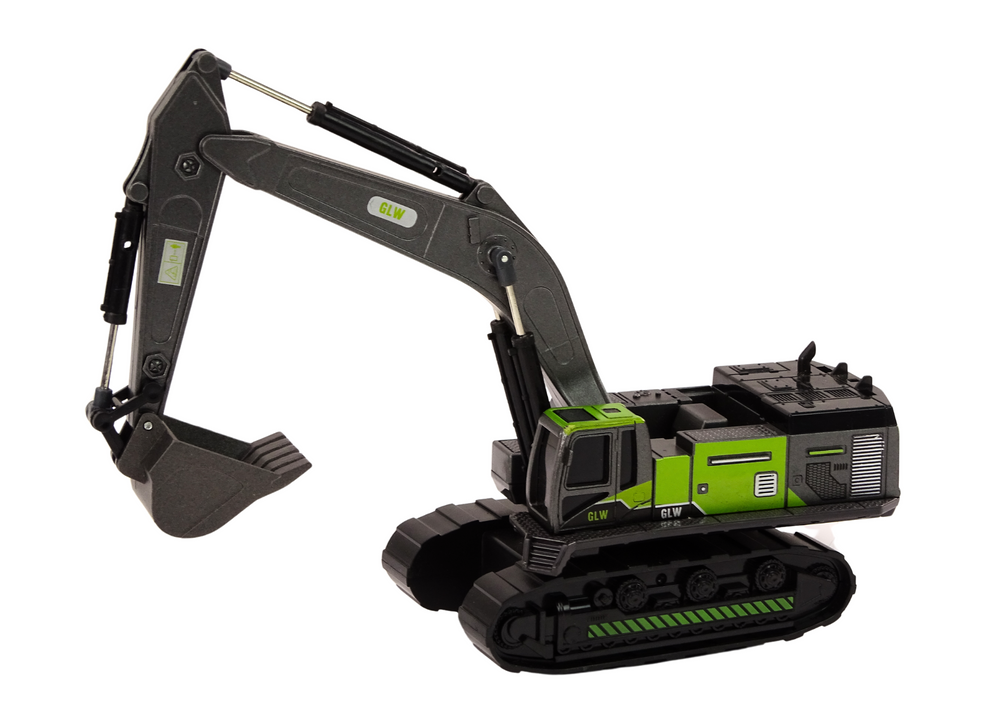 Escavadora lagartas balde metal 1:55 preto e verde (1 unidade)