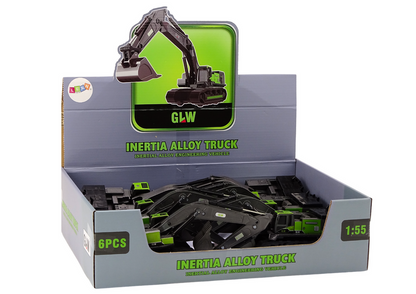 Escavadora lagartas balde metal 1:55 preto e verde (1 unidade)