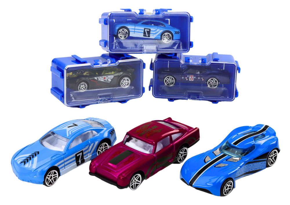 Conjunto carros em mala de metal 16 peças