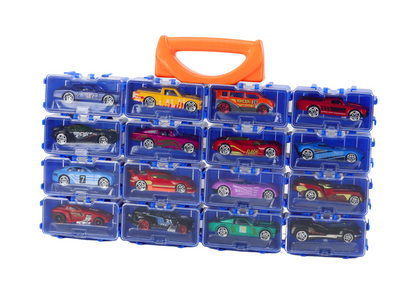 Conjunto carros em mala de metal 16 peças