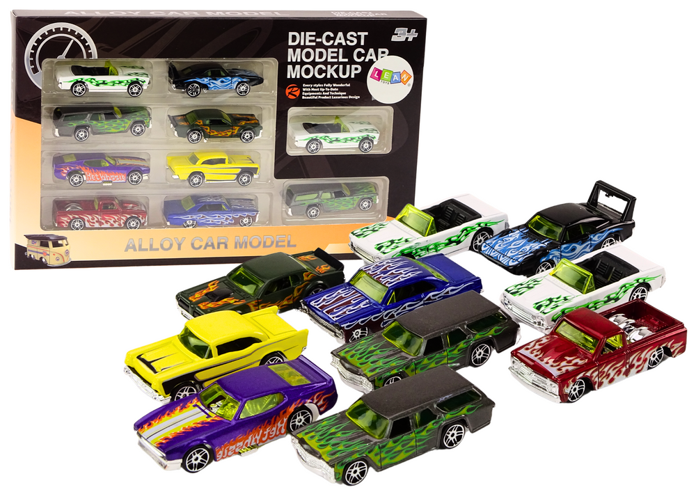 Conjunto 10 carros mola metal 1:64