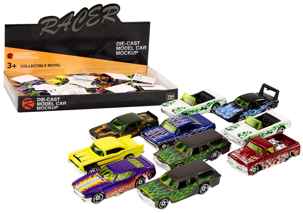 Carro corrida metal mola 1:64 (1 unidade, sortido)