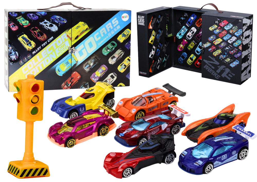 Conjunto carros em mala com sinalização 50 peças
