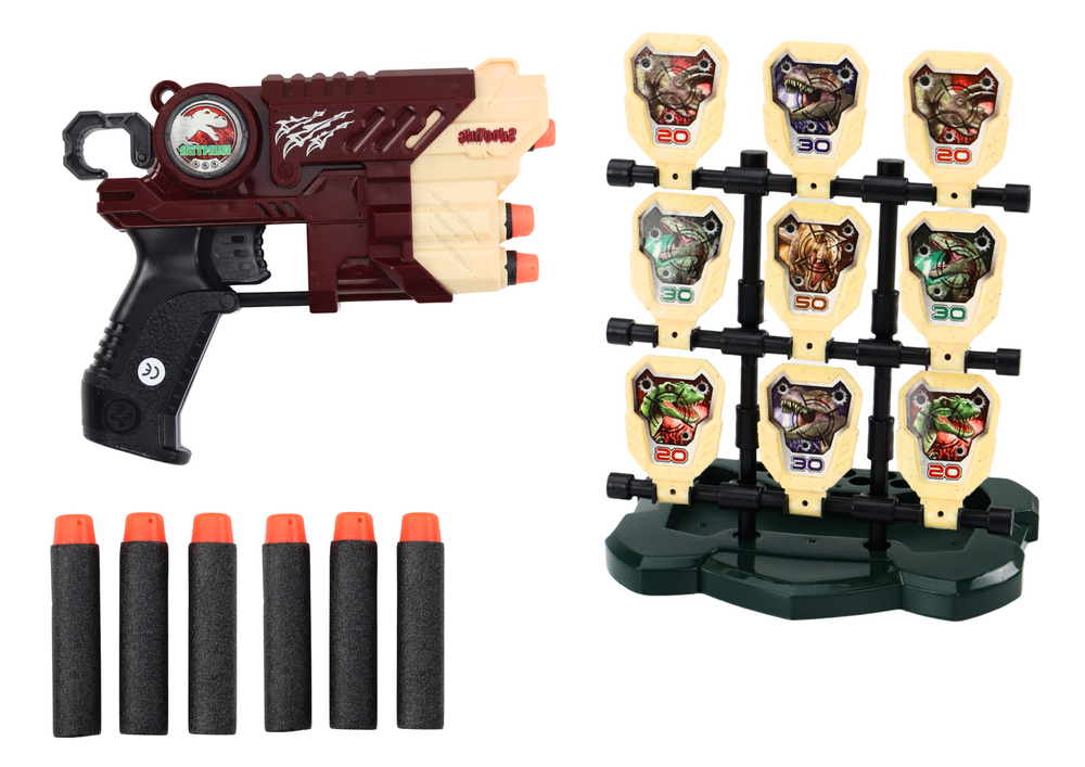 Dinossauros espuma castanhos com pistola dardos