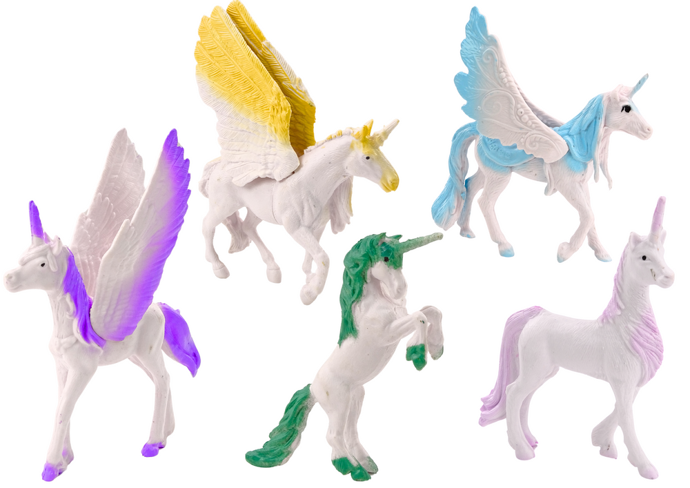 Unicórnio pégaso branco 6 peças
