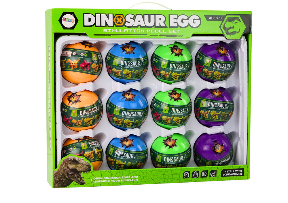 Conjunto ovos dinossauro rolantes 12 peças