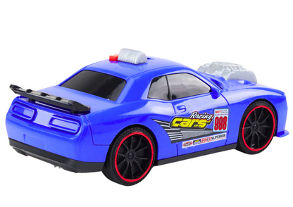 Carro corrida azul luz som motor abrir